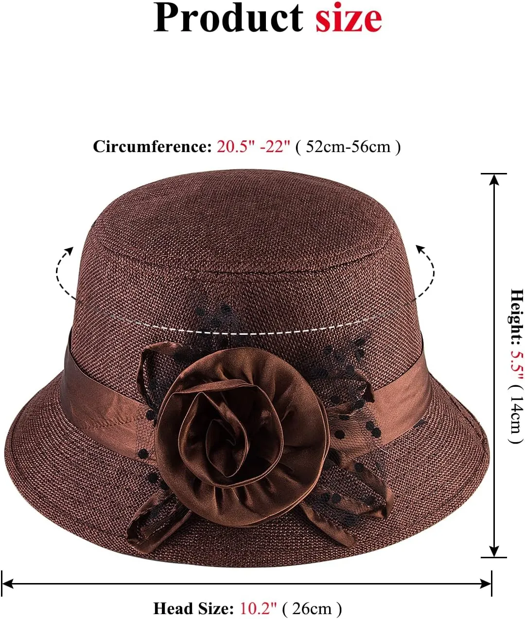 CROWN GUIDE 1920s Gatsby Church Cloche Derby Hats for Women Ladies Bow Bucket Wedding Bowler Hats Tea Party