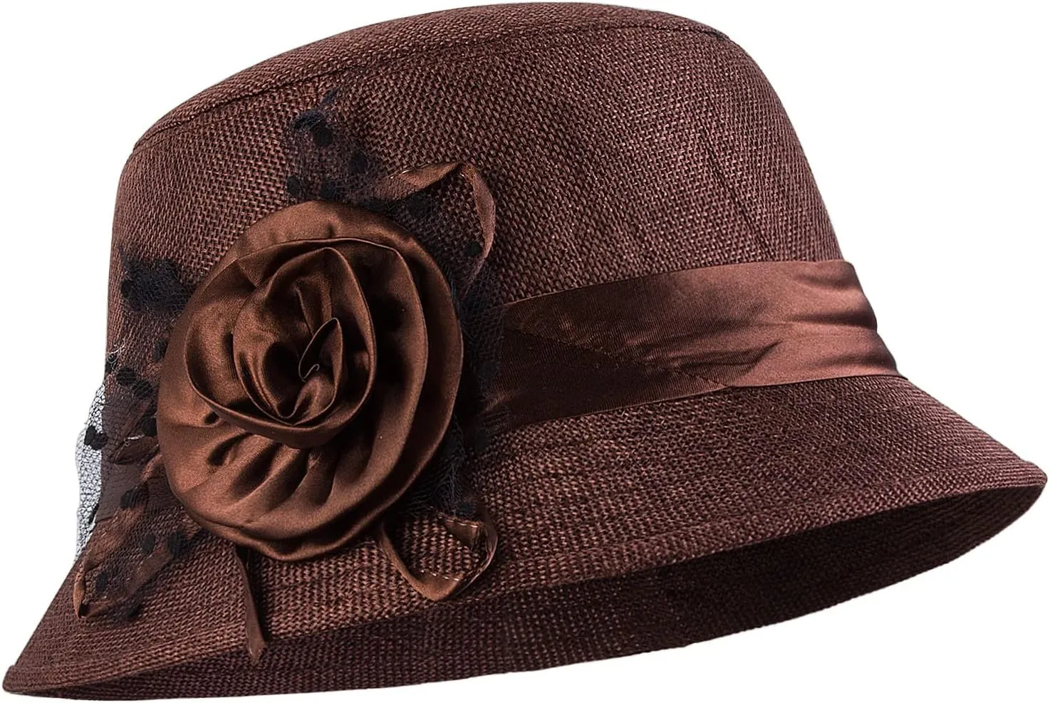 CROWN GUIDE 1920s Gatsby Church Cloche Derby Hats for Women Ladies Bow Bucket Wedding Bowler Hats Tea Party