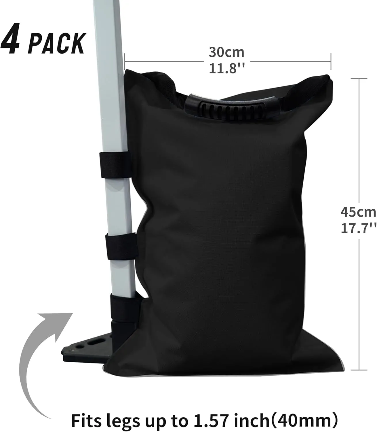 CROWN SHADES Sand Bags for Canopy Legs (112 LBS) Sandbags for Weight, Canopy Tent Weights, Pop Up Tent Weights Bags, Black (Unfilled)
