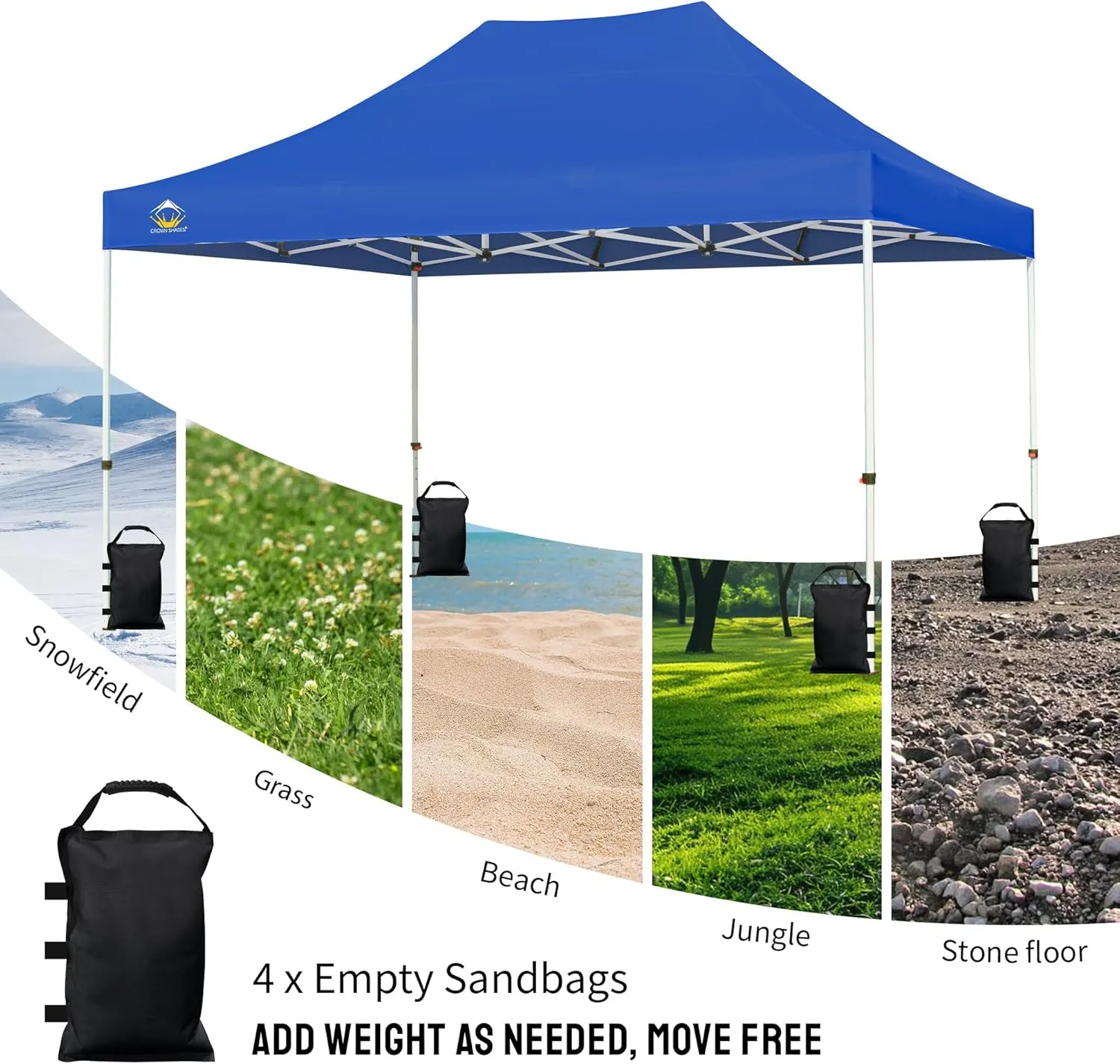 CROWN SHADES Sand Bags for Canopy Legs (112 LBS) Sandbags for Weight, Canopy Tent Weights, Pop Up Tent Weights Bags, Black (Unfilled)