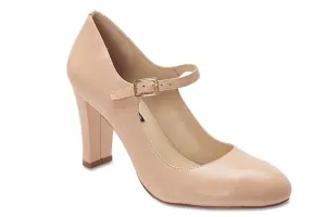 Crush Heel in Nude Patent