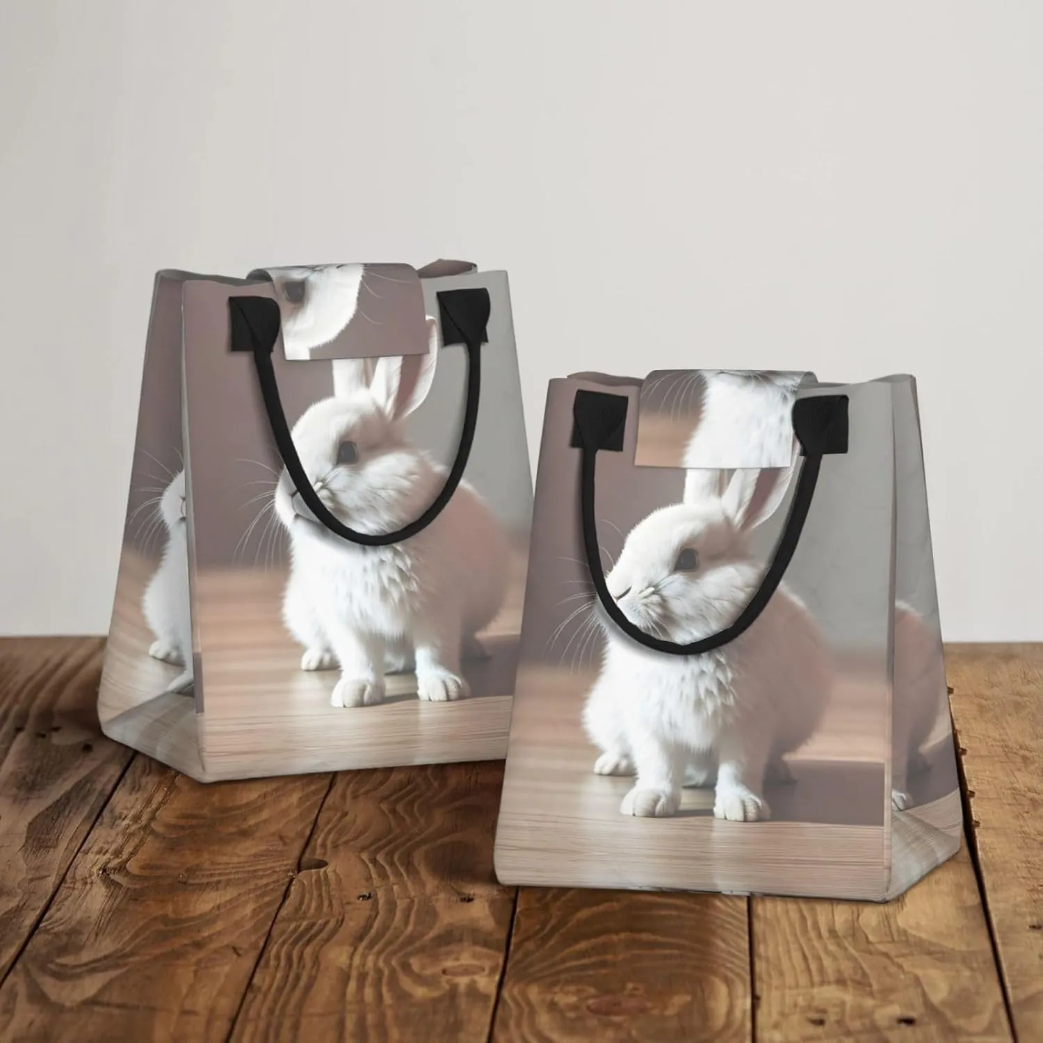 Cry White Rabbit Lunch Bag For Women Men, Paper Tote Bag For Work, Outdoor Activities, Daily Use