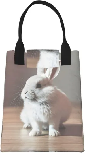 Cry White Rabbit Lunch Bag For Women Men, Paper Tote Bag For Work, Outdoor Activities, Daily Use