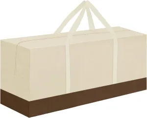 Cushion Storage Bag - 420D Waterproof, 68" L x 30" W x 20" H, Large Patio Cushion Storage with Handle and Zipper, Beige&Coffee