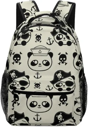 Cute Panda Sailors Travel Backpack Durable Lightweight Laptop Computer Bag for Men Women Adjustable BookBag 16.5 Inches