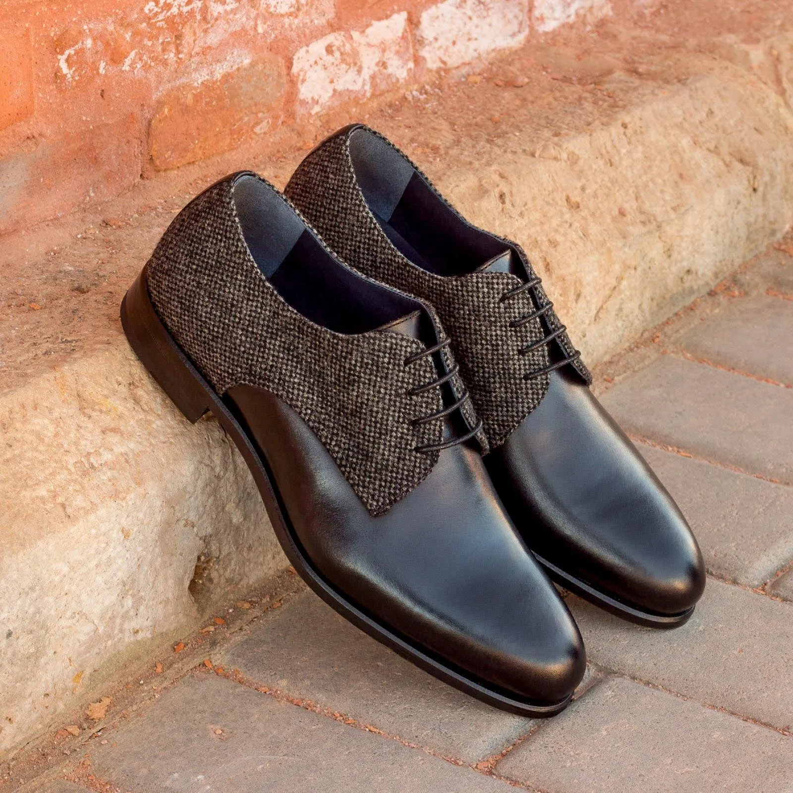 DapperFam Vero in Black / Nailhead Men's Sartorial & Italian Leather Derby