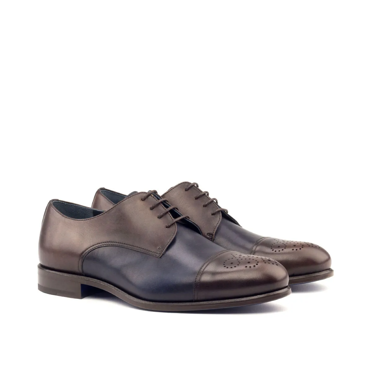 DapperFam Vero in Dark Brown / Navy Men's Italian Leather Derby