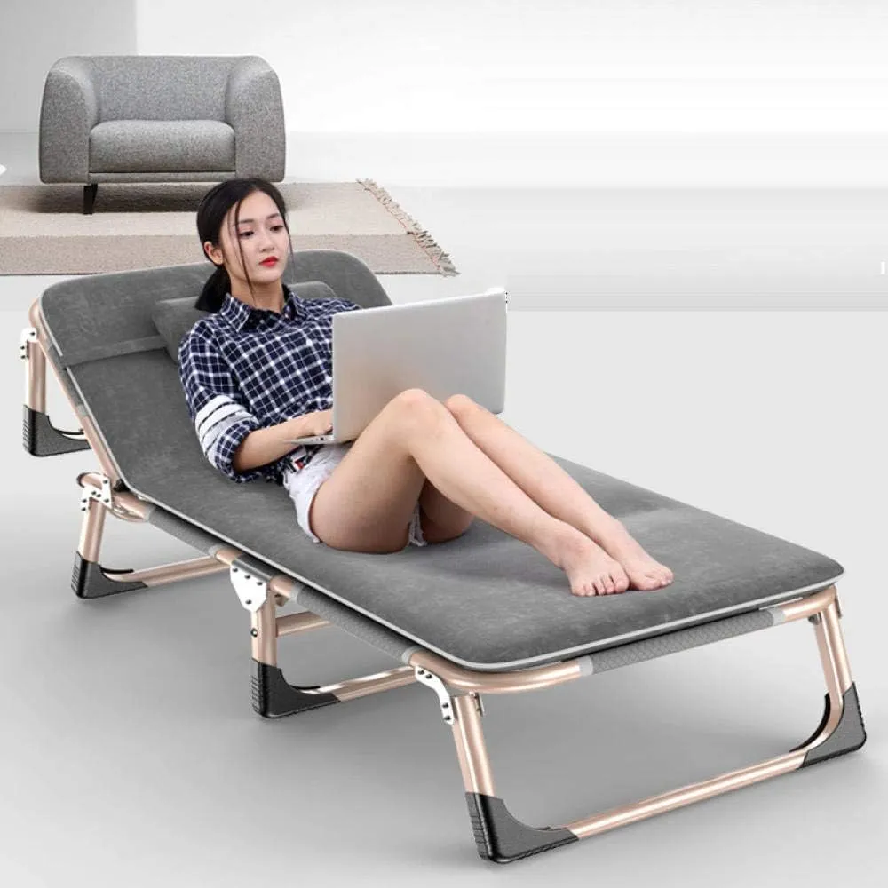 Deck Chair Recliners, Folding Sun Loungers, Office Beach Loungers, Terrace Loungers(Gray   Crystal Cotton Pad)