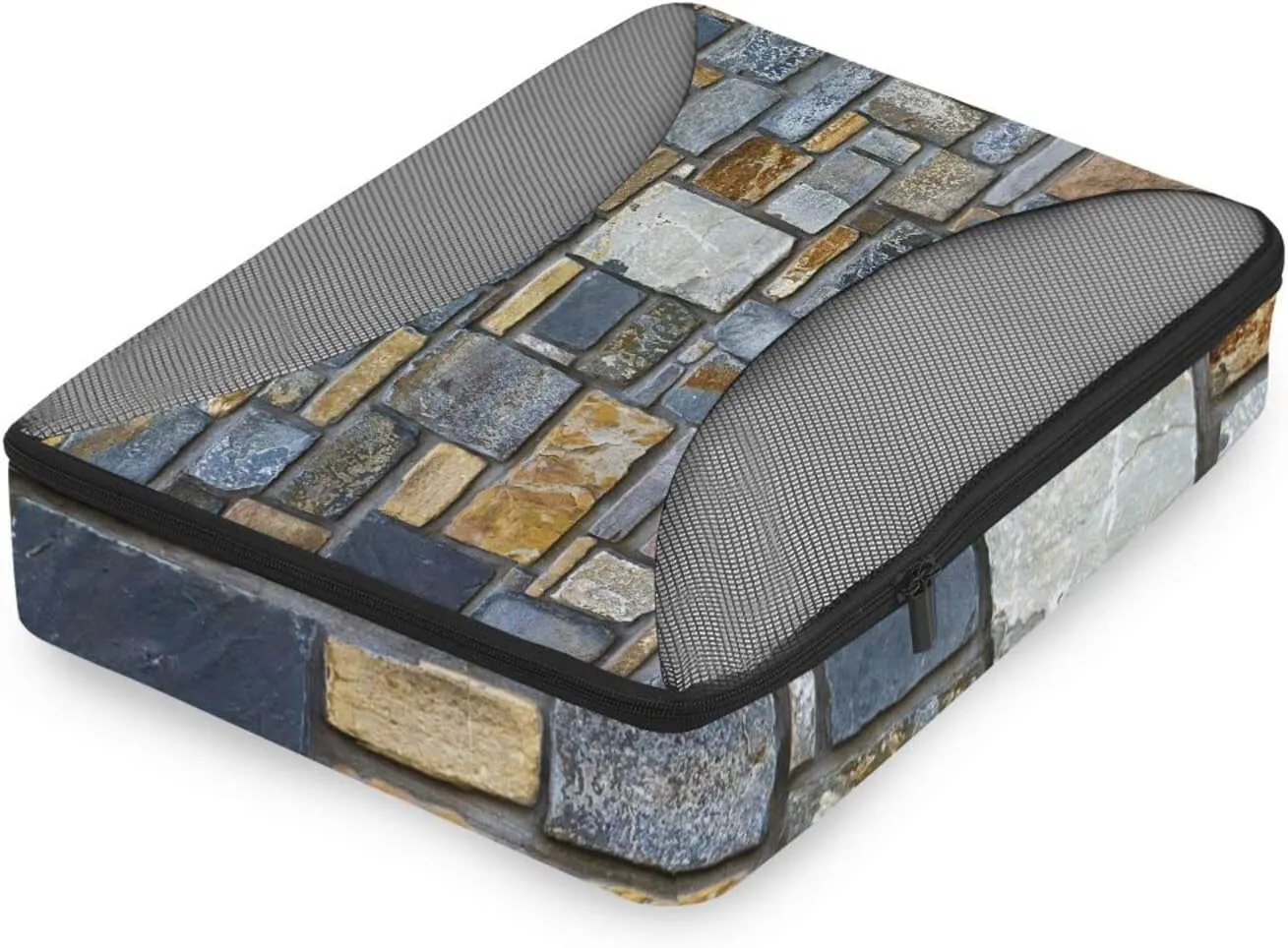 Decorative Wall Made of Stones 4 PCs Set Packing Bags, Luggage Organizer Bag, Portable Cube Toiletry bag, Durable Travel Cosmetic Storage Bag for Men Women