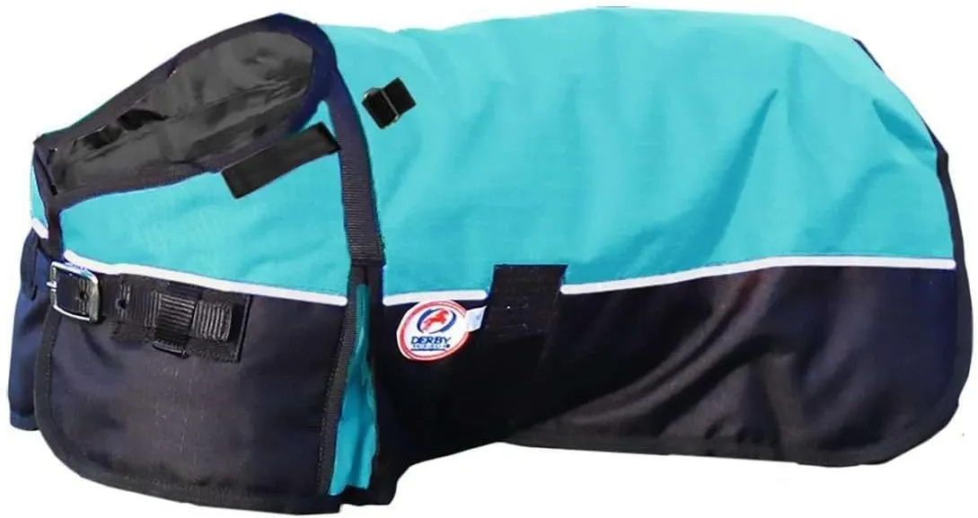 Derby Originals Horse Tough 600D Ripstop Waterproof Reflective Winter Dog Coat 150g Medium Weight, Turquoise, 13.5"