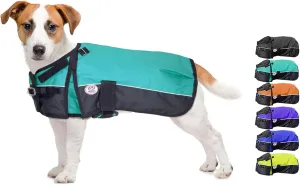 Derby Originals Horse Tough 600D Ripstop Waterproof Reflective Winter Dog Coat 150g Medium Weight, Turquoise, 13.5"