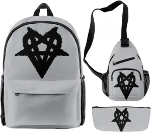 Destroy Lonely Backpack Three-piece Sets Casual Oxford Cloth Travel Bag Unisex Harajuku Stylish Shoulder Bag (YM8997A07,One size)