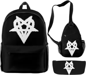 Destroy Lonely Backpack Three-piece Sets Casual Oxford Cloth Travel Bag Unisex Stylish Shoulder Bag (YM8997A05,One size)