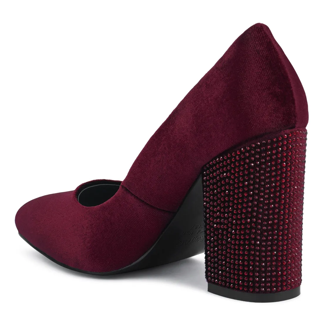 Diamante Block Heeled Pumps
