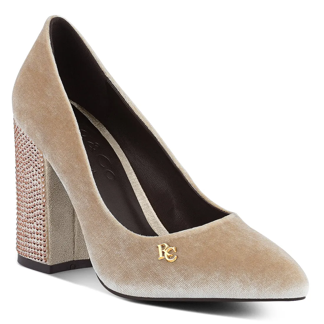 Diamante Block Heeled Pumps
