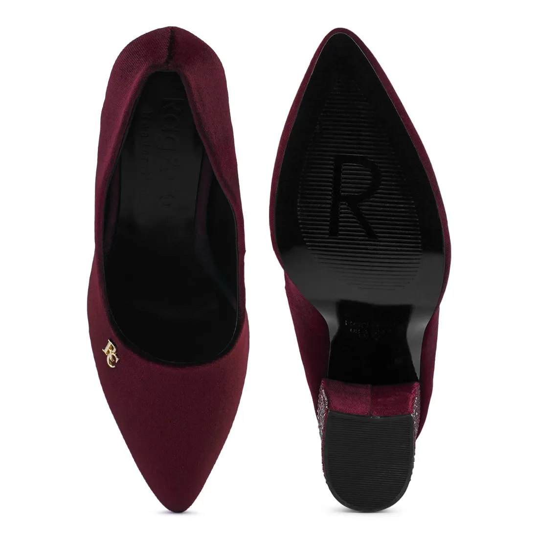 Diamante Block Heeled Pumps