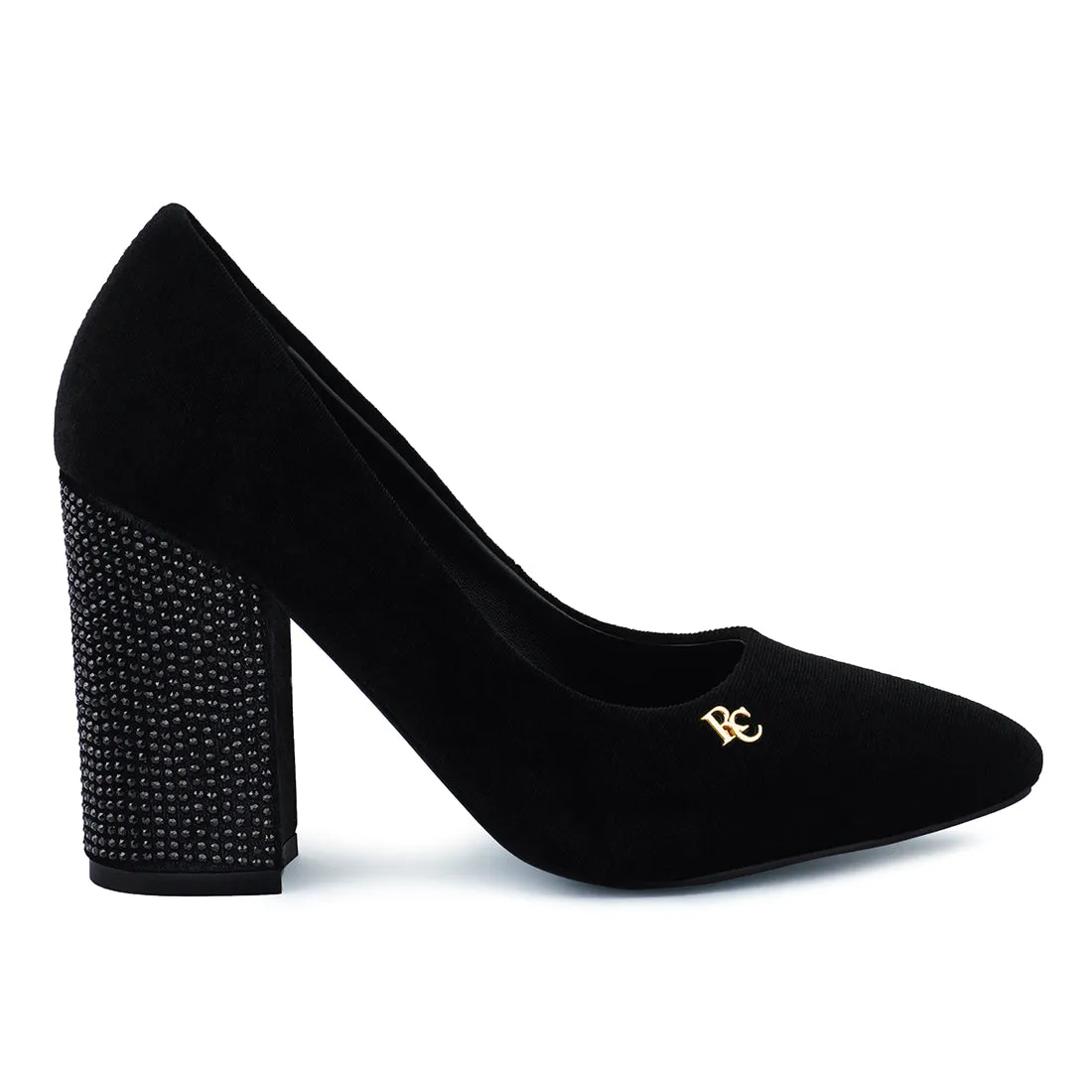 Diamante Block Heeled Pumps