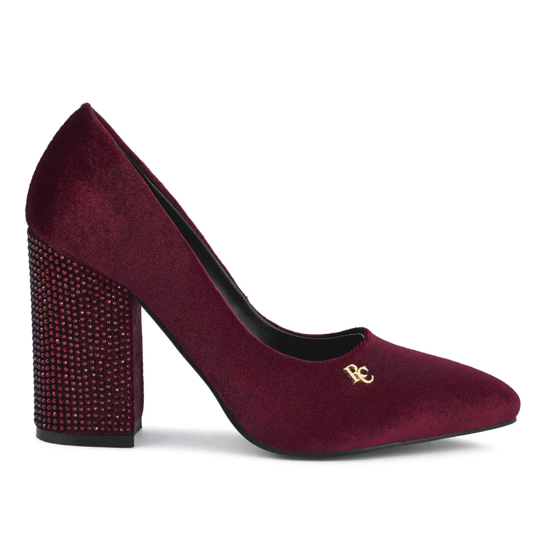 Diamante Block Heeled Pumps