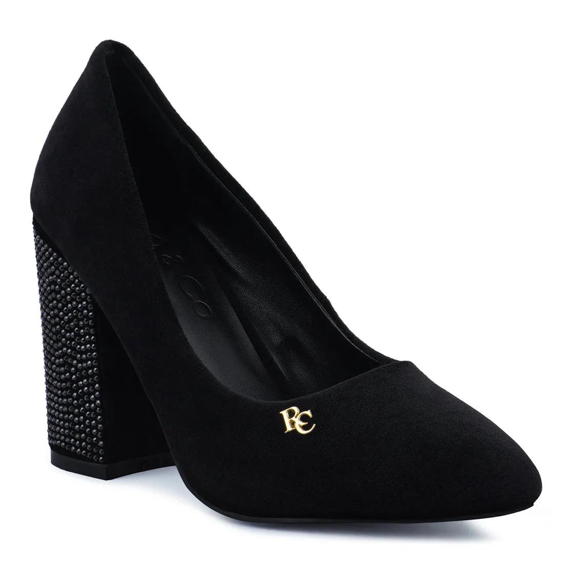 Diamante Block Heeled Pumps