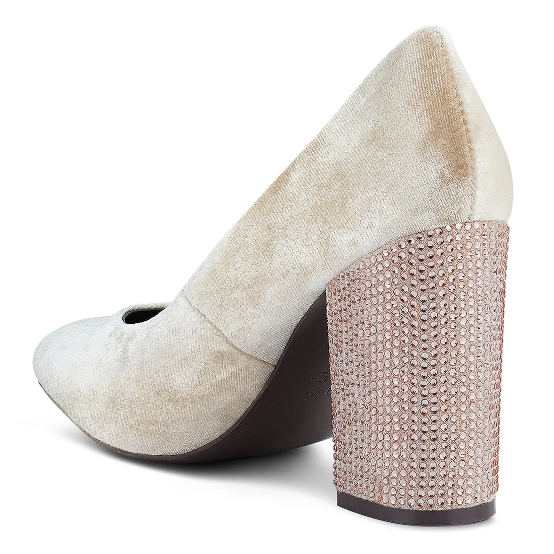 Diamante Block Heeled Pumps