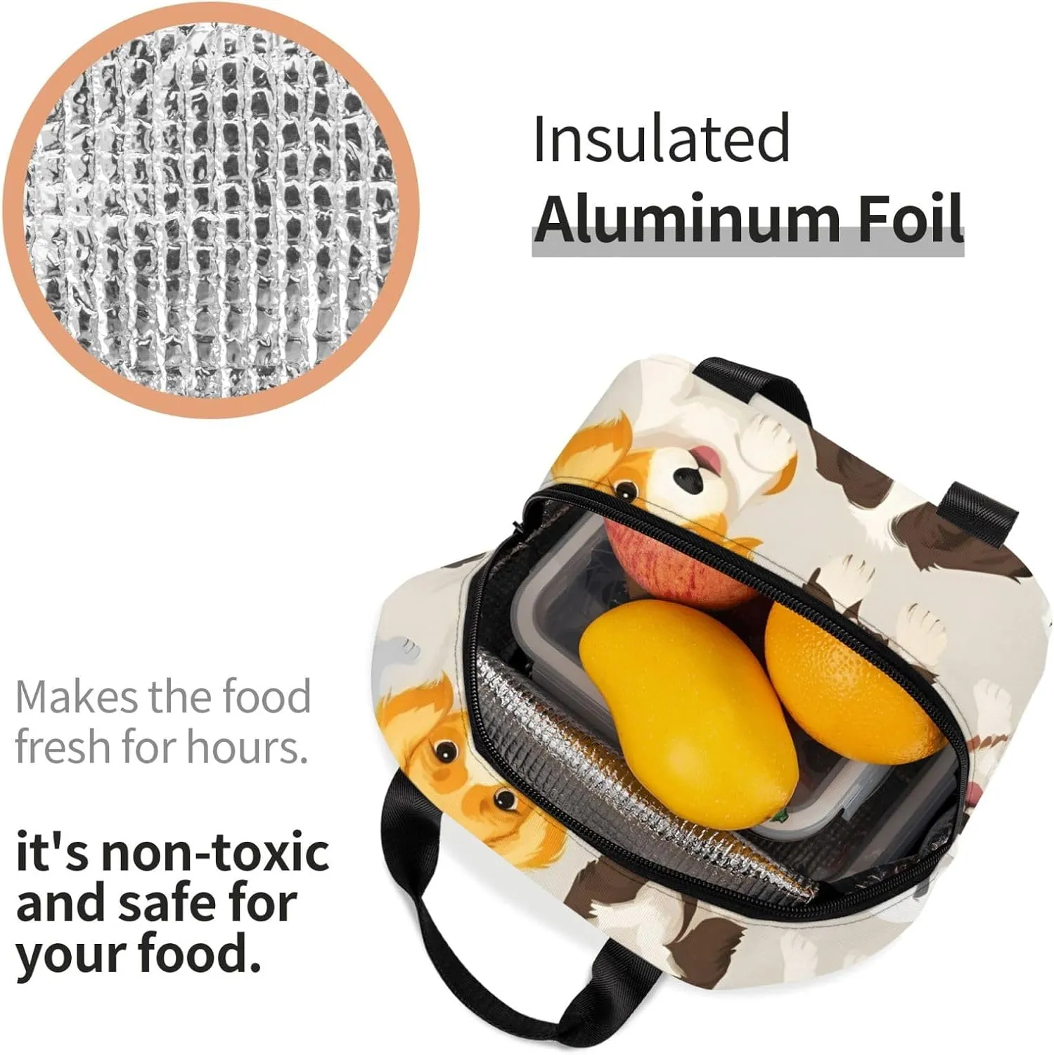 Dog breed Lunch Bag for Women Men Insulated Lunch Box for Work/Picnic/Travel Reusable Durable Lunch Box