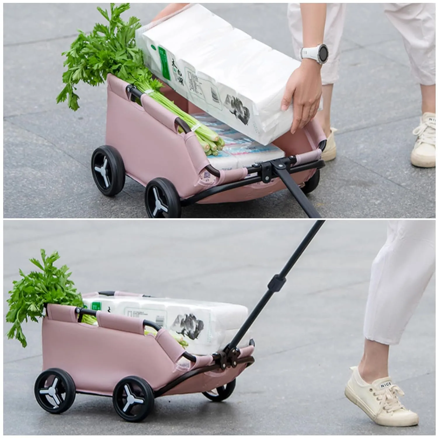 Dog Stroller 4 Wheels Folding Dog Cart Pet Stroller for Travelling Shopping Walking Playing for Small Dogs Cats (Black)