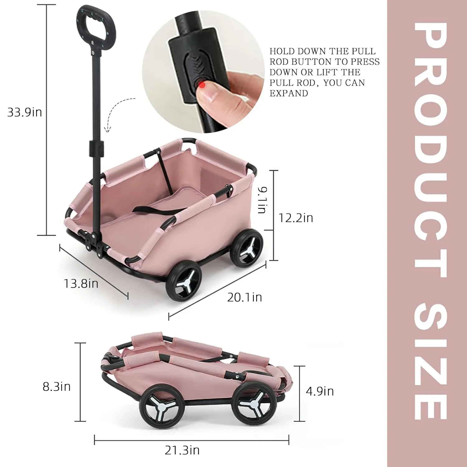 Dog Stroller 4 Wheels Folding Dog Cart Pet Stroller for Travelling Shopping Walking Playing for Small Dogs Cats (Black)