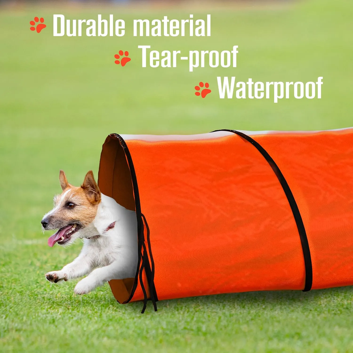 Dog Tunnel, Dog Agility Tunnel, Agility Equipment, Play, Playground, for Puppy, Pet, Crawling, Small, Medium, Large, Indoor/Outdoor, Pop Up Set, Obstacle Course, Exercise Tube, Toy, Red, 18 Feet