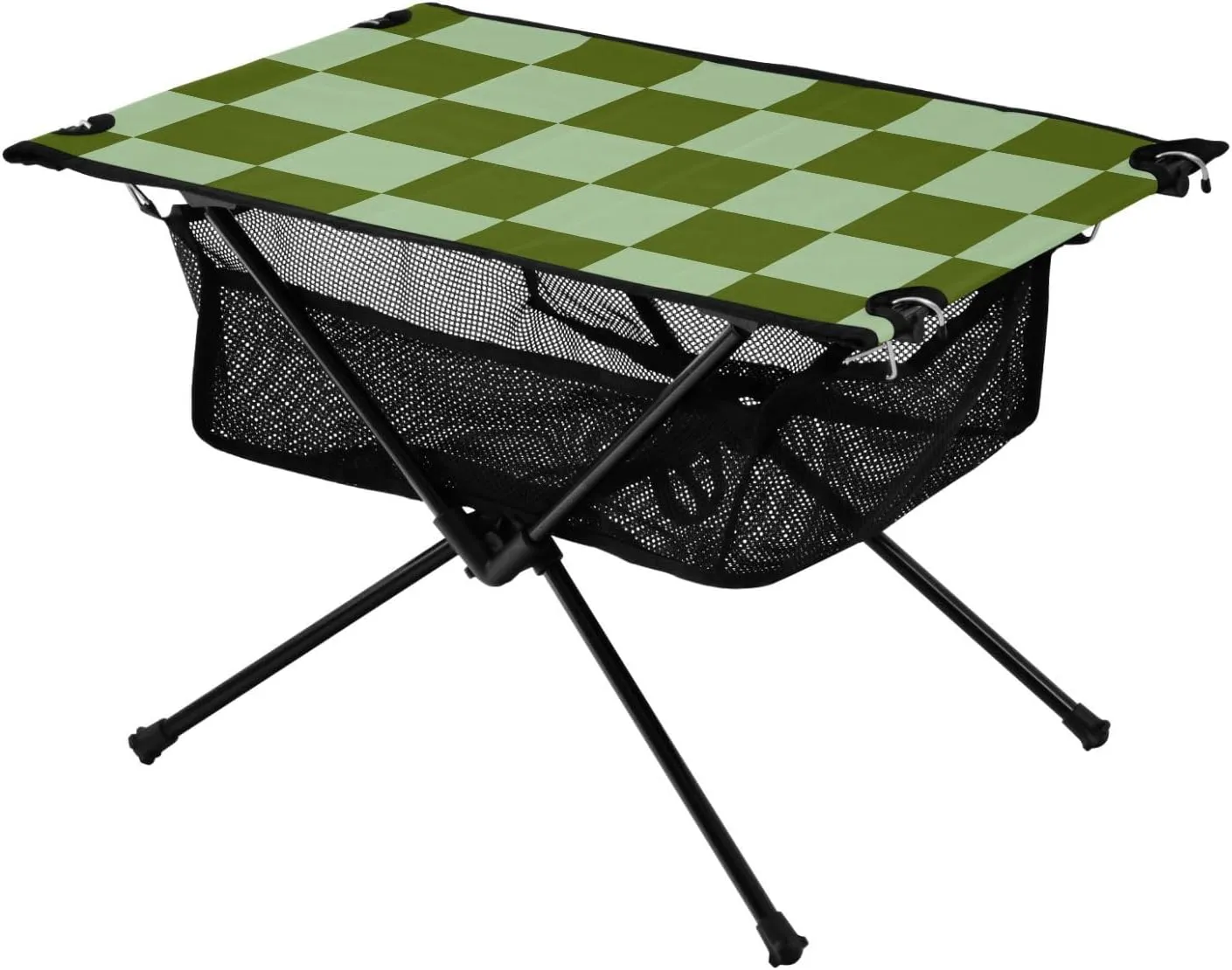DOMIKING Checkerboard Green Plaid Portable Camping Table Folding Picnic Tables with Carrying Storage Bag Camp Table for Travel Hike Outdoor 23.6 * 15.6 * 15 in