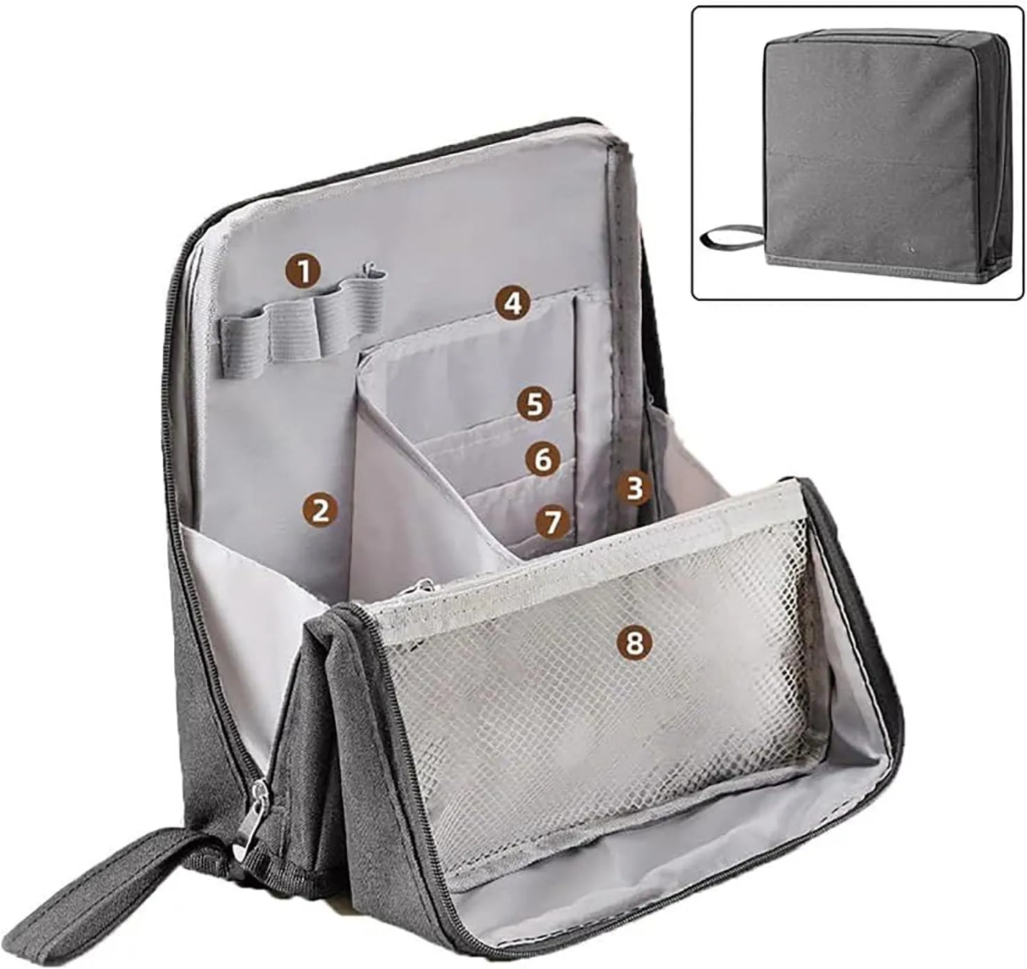 Doresty Makeup Bag, Standing Makeup Bag – Portable, Large Capacity, Waterproof Vertical Office Desktop Storage Bags, Multi-Purpose Large Capacity Oxford Cloth Toiletry Bag, with Compartments (Black)