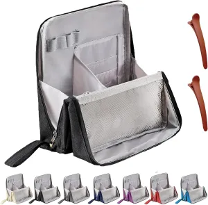 Doresty Makeup Bag, Standing Makeup Bag – Portable, Large Capacity, Waterproof Vertical Office Desktop Storage Bags, Multi-Purpose Large Capacity Oxford Cloth Toiletry Bag, with Compartments (Black)