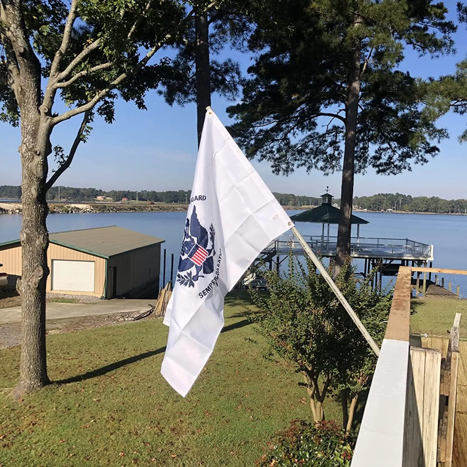 Double Sided US Coast Guard USCG Flag 3x5 Outdoor- 3Ply 240D 4 Rows Stitched- United States 3x5 Coast Guard Flag- UV Fade Resistant With Canvas Header & 2 Brass Grommets