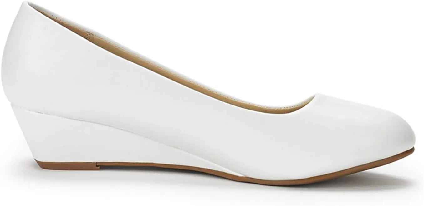 DREAM PAIRS Women's Debbie Mid Wedge Heel Pump Shoes