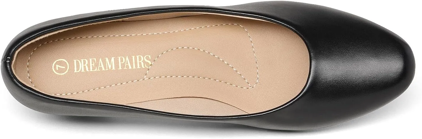 DREAM PAIRS Women's Mila Low Chunky Heel Pump Shoes
