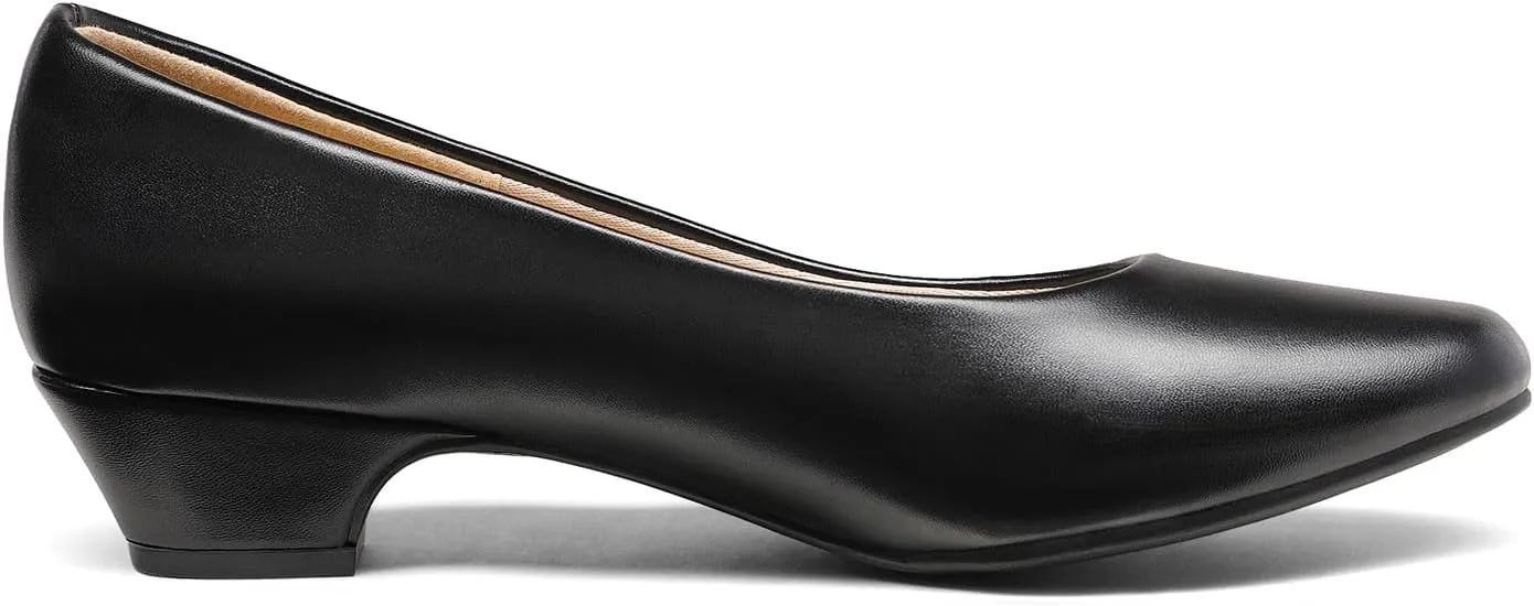 DREAM PAIRS Women's Mila Low Chunky Heel Pump Shoes