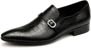 Dress Shoes for Men Men’s Dress Shoes Breathable Slip-On Genuine Leather Oxford with Crocodile Pattern