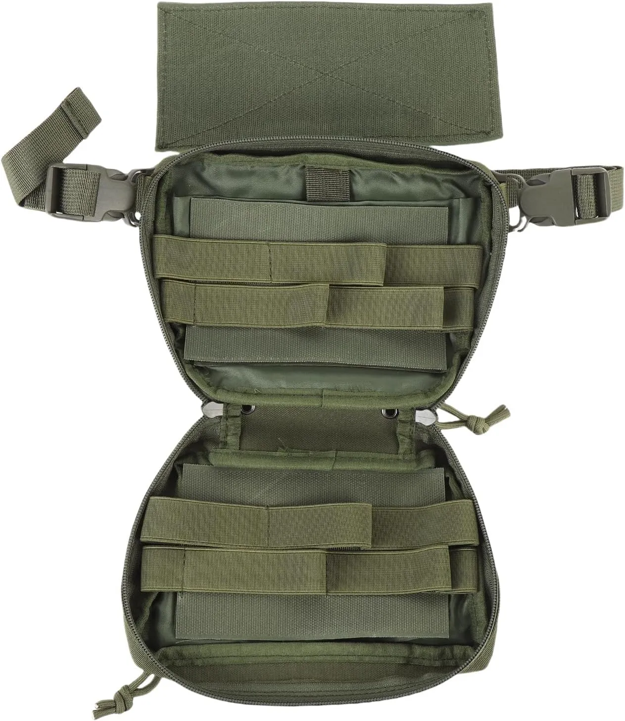 Drop Pouch Oxford Cloth, Sub Abdominal Carrying Kit Bag Utility Tool Pouch Fanny Pack with Multi Layer Design for Chest Rig Vest (OD Green)