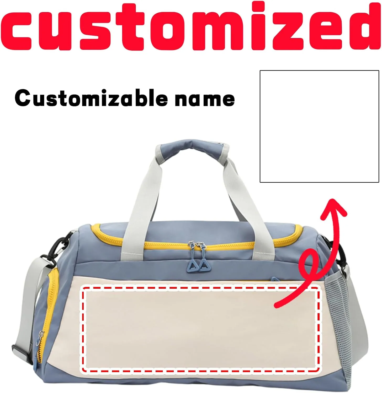 Duffel Bag Personalized Sport Gym Travel Bags Embroidered Name Text Customized Dry Wet Separated Weekend Waterproof Bag for Women Men