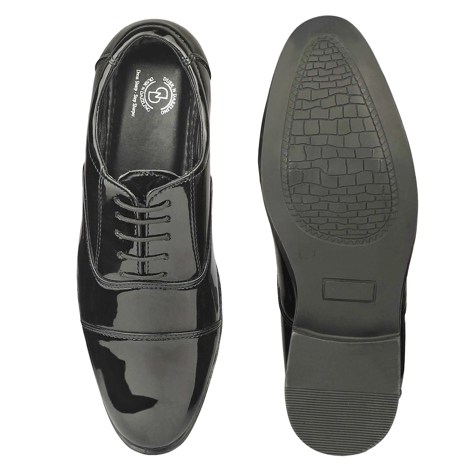 Dusk N Dazzling Black Stitched Oxford For Men