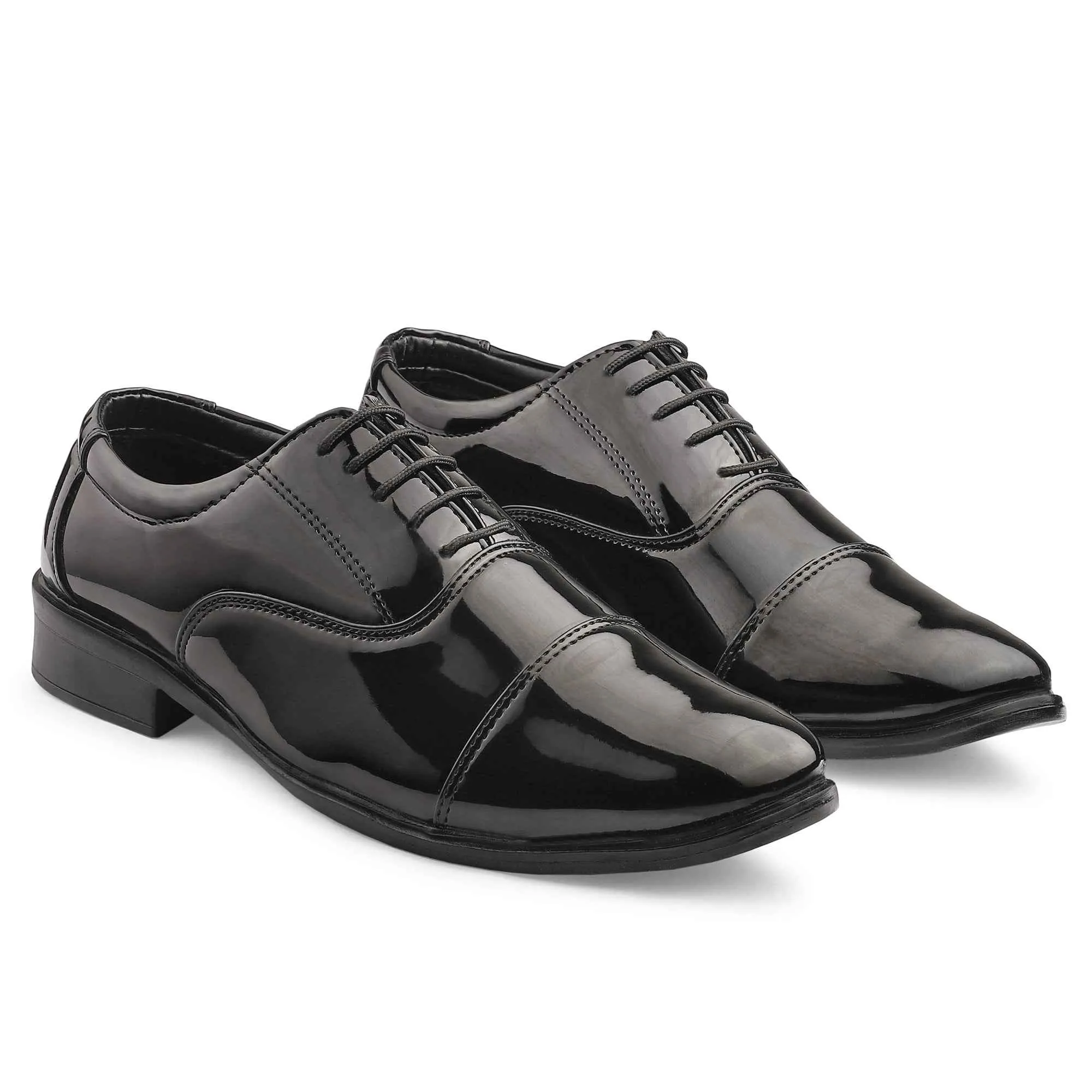 Dusk N Dazzling Black Stitched Oxford For Men