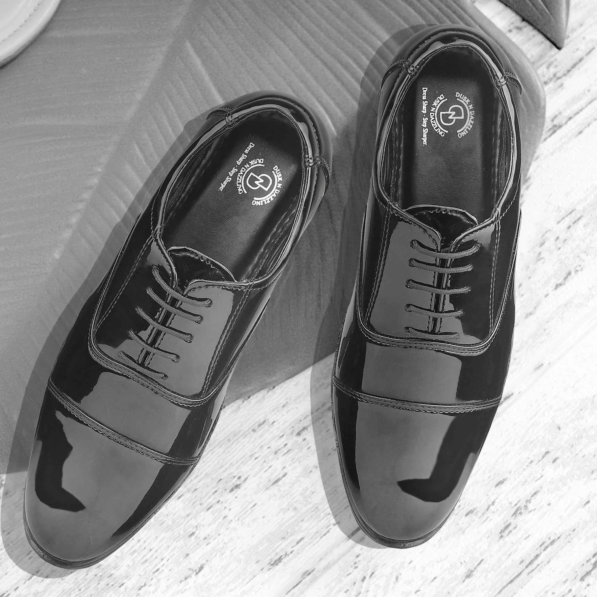 Dusk N Dazzling Black Stitched Oxford For Men