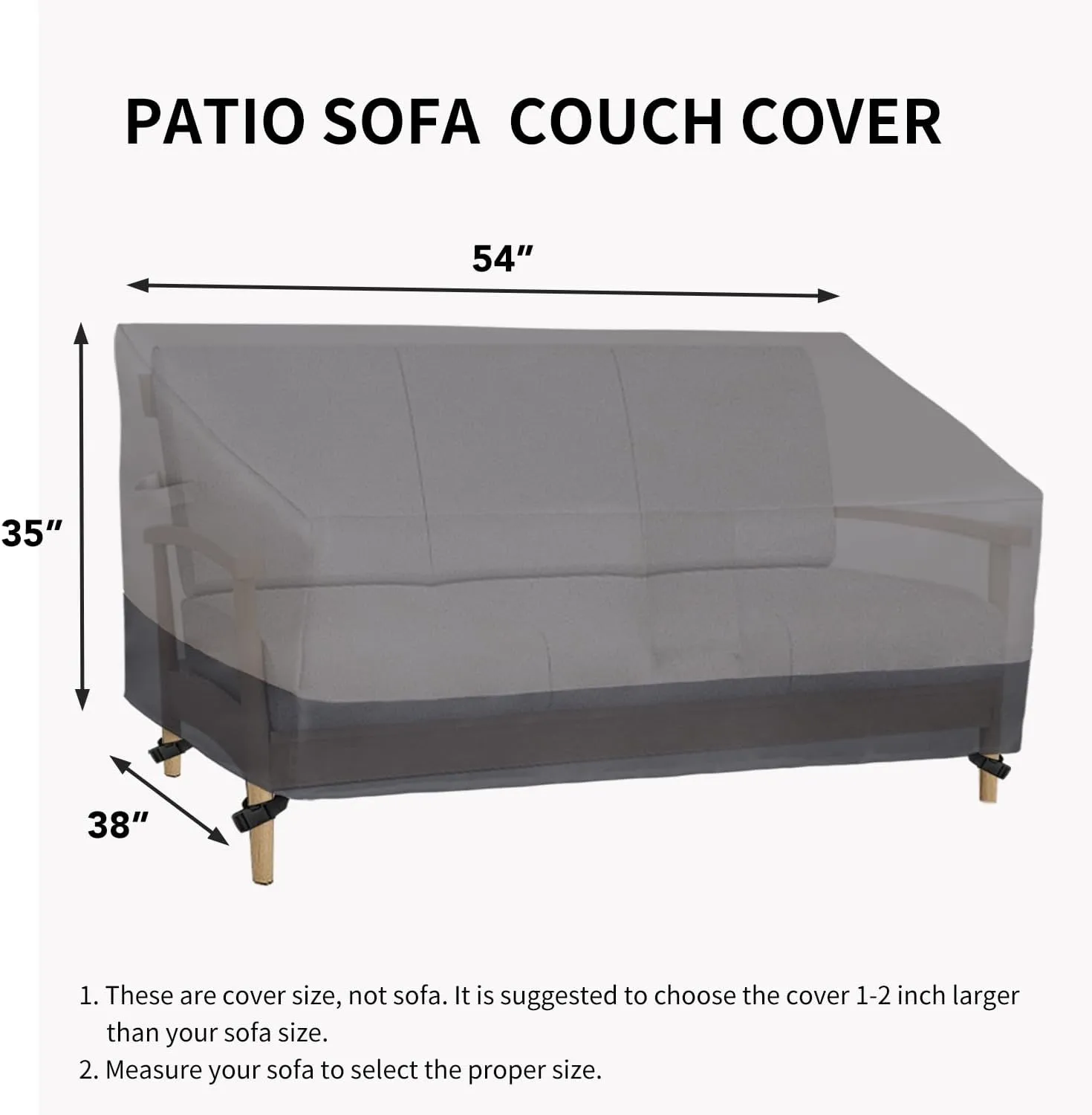 Easy-Going Waterproof Outdoor Loveseat Cover - Heavy Duty, Windproof, Durable (54Wx38Dx35H inch, Gray/Dark Gray)
