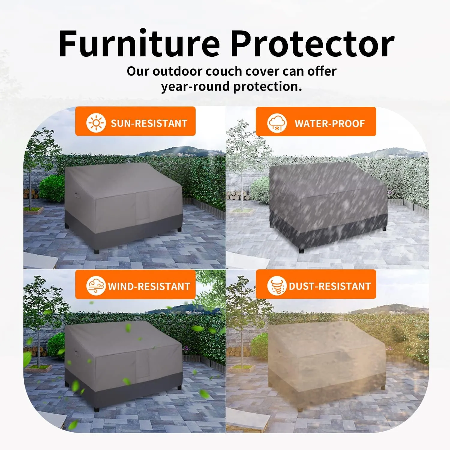 Easy-Going Waterproof Outdoor Loveseat Cover - Heavy Duty, Windproof, Durable (54Wx38Dx35H inch, Gray/Dark Gray)
