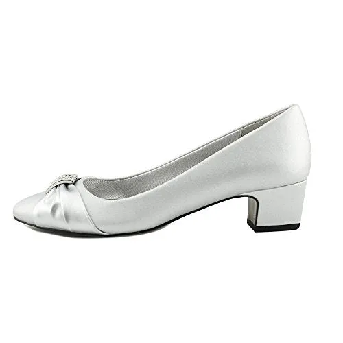 Easy Street Women's Eloise Pump, Silver Satin, 8