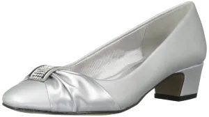 Easy Street Women's Eloise Pump, Silver Satin, 9