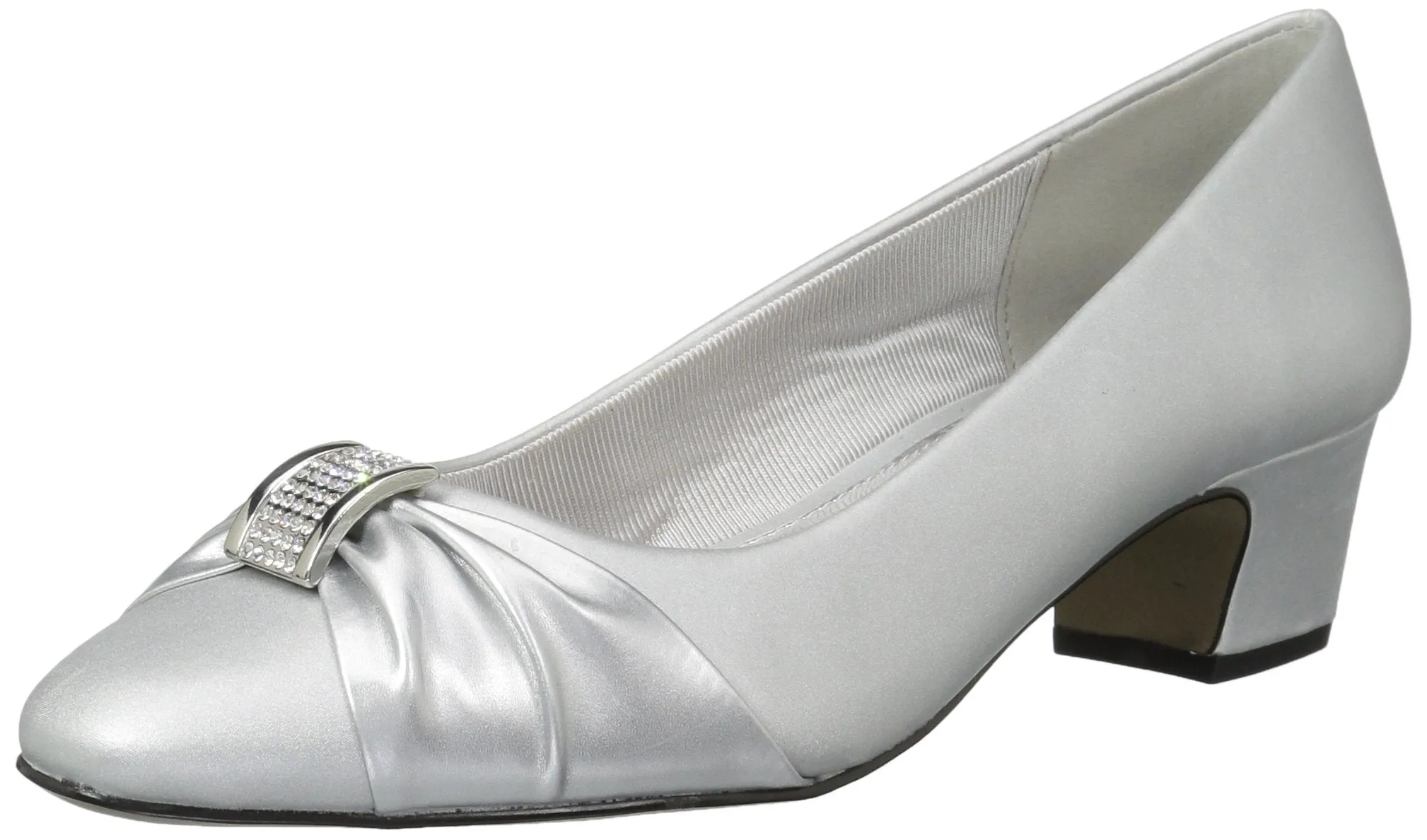 Easy Street Women's Eloise Pump, Silver Satin/Silver with Easy Flex Dance Sole, 8.5 X-Wide