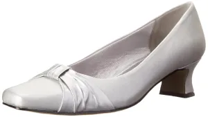 Easy Street Women's Waive Dress Pump,Silver Satin,5.5 M US