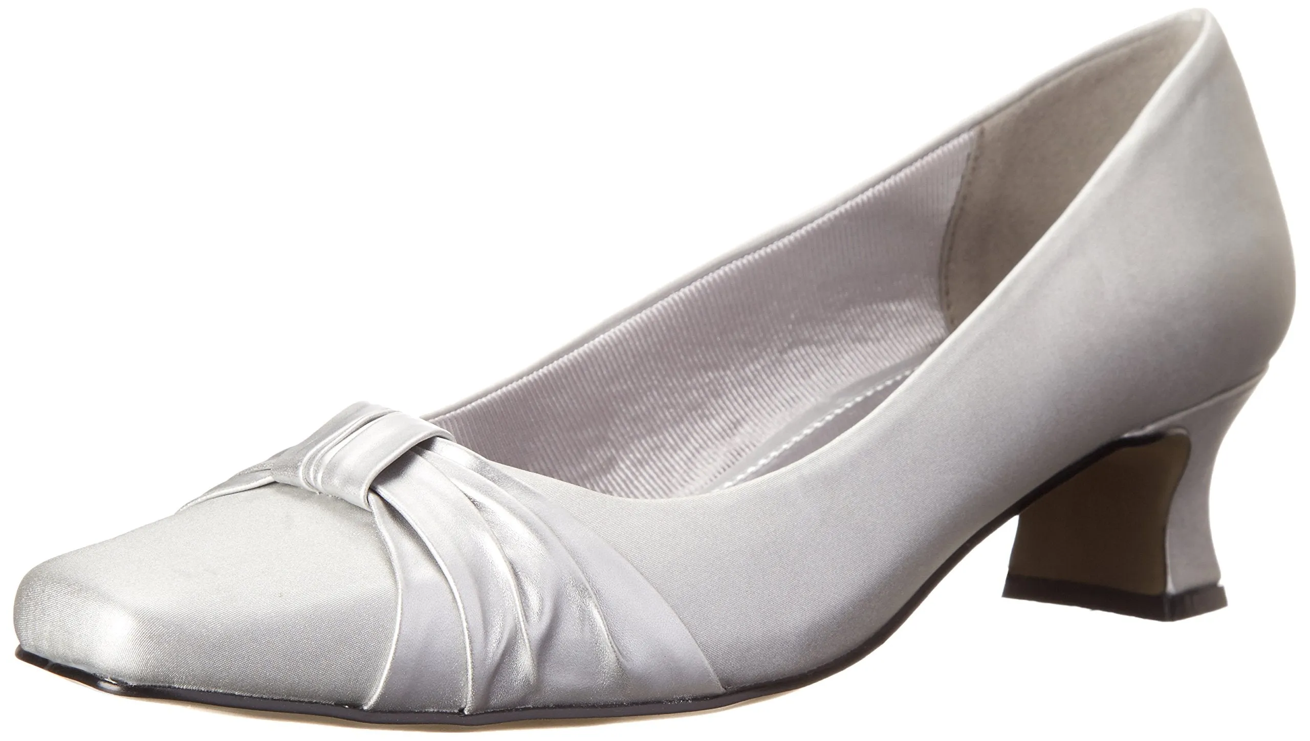 Easy Street Women's Waive Dress Pump,Silver Satin,5.5 M US