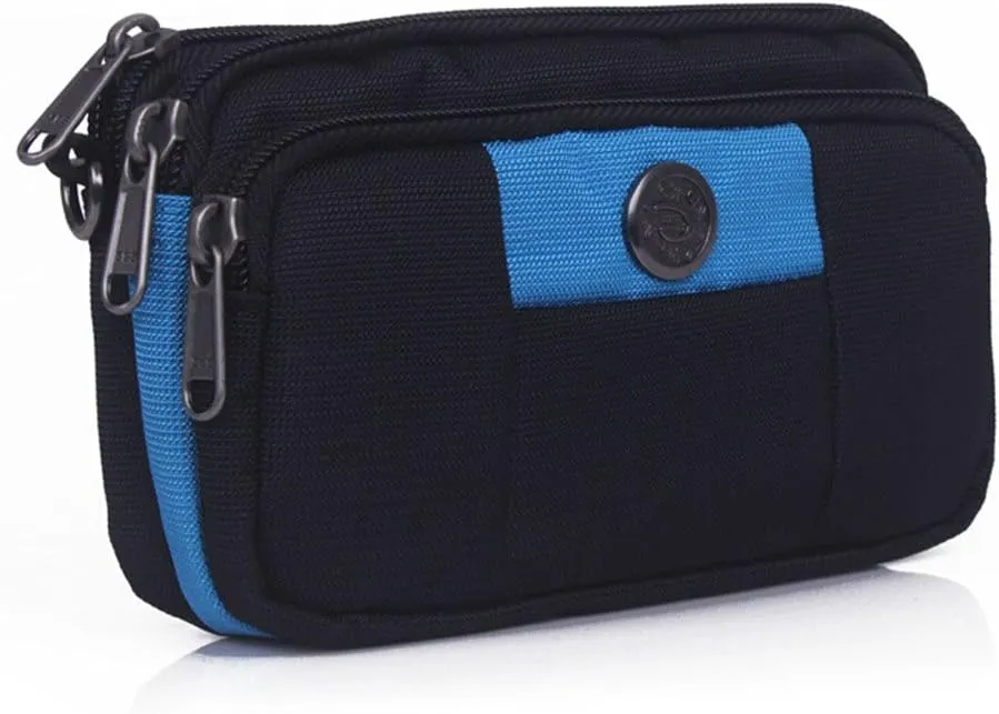 EDC Tactics Military Outdoor Sport Recreation Water Resistant Oxford Waist Fanny Pack Shoulder Messenger Bag Cellphone Pouch Hold Less Than 5.8'' Mobile Phone (Blue)