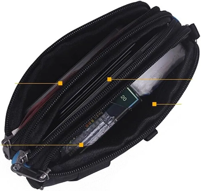 EDC Tactics Military Outdoor Sport Recreation Water Resistant Oxford Waist Fanny Pack Shoulder Messenger Bag Cellphone Pouch Hold Less Than 5.8'' Mobile Phone (Blue)